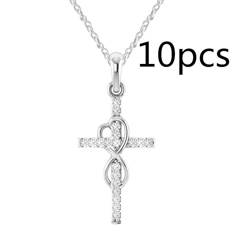 14K Gold Plated Cubic Zirconia Cross Necklace