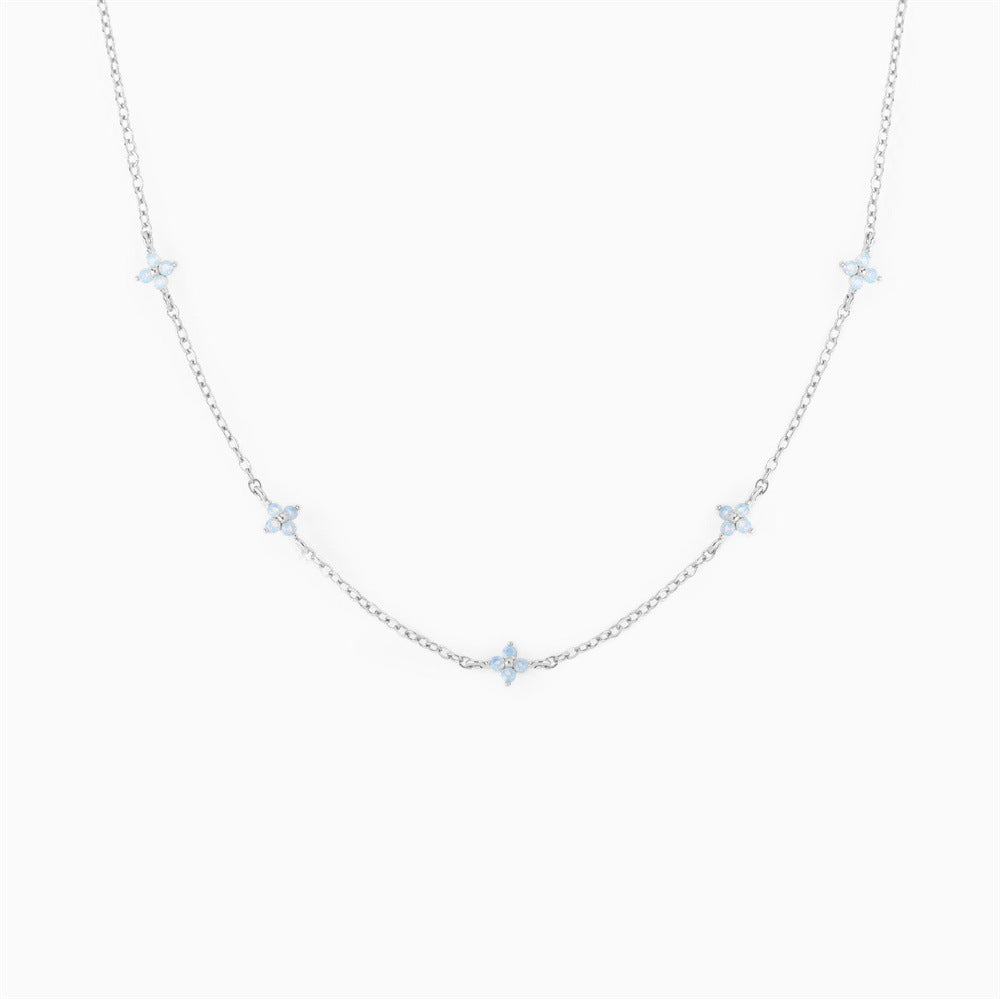 Exquisite Gold Plated Blue Flower Necklace