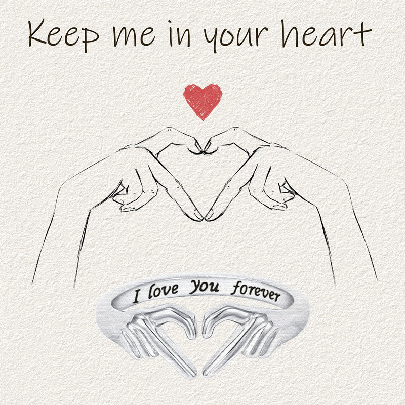 Romantic Heart Hand Hug Fashion Ring