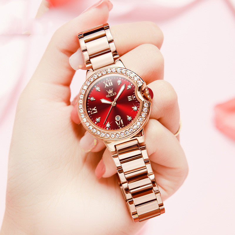 Elegant Rose Gold & Steel Ladies' Waterproof Watch