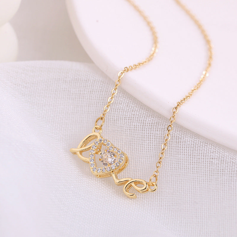 Elegant Love Letter Titanium Steel Necklace