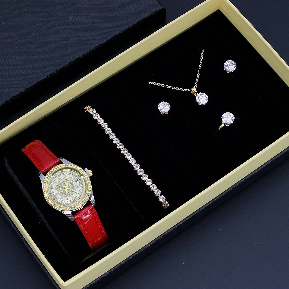 Elegant Women's Watch & Jewelry Gift Set