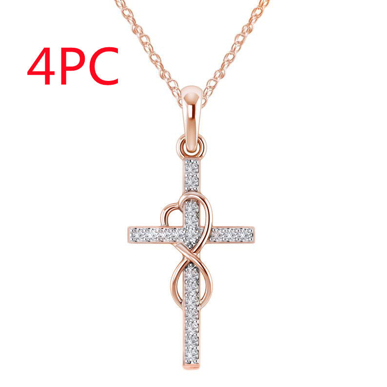 14K Gold Plated Cubic Zirconia Cross Necklace