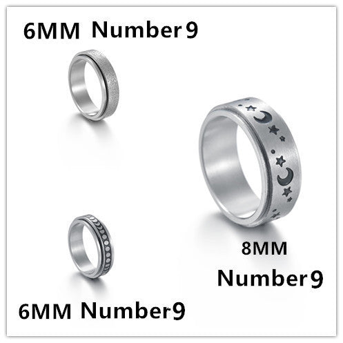 Rotatable Titanium Steel Star and Moon Ring
