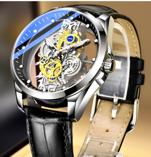 Men's Gold Skeleton Vintage Automatic Quartz Watch