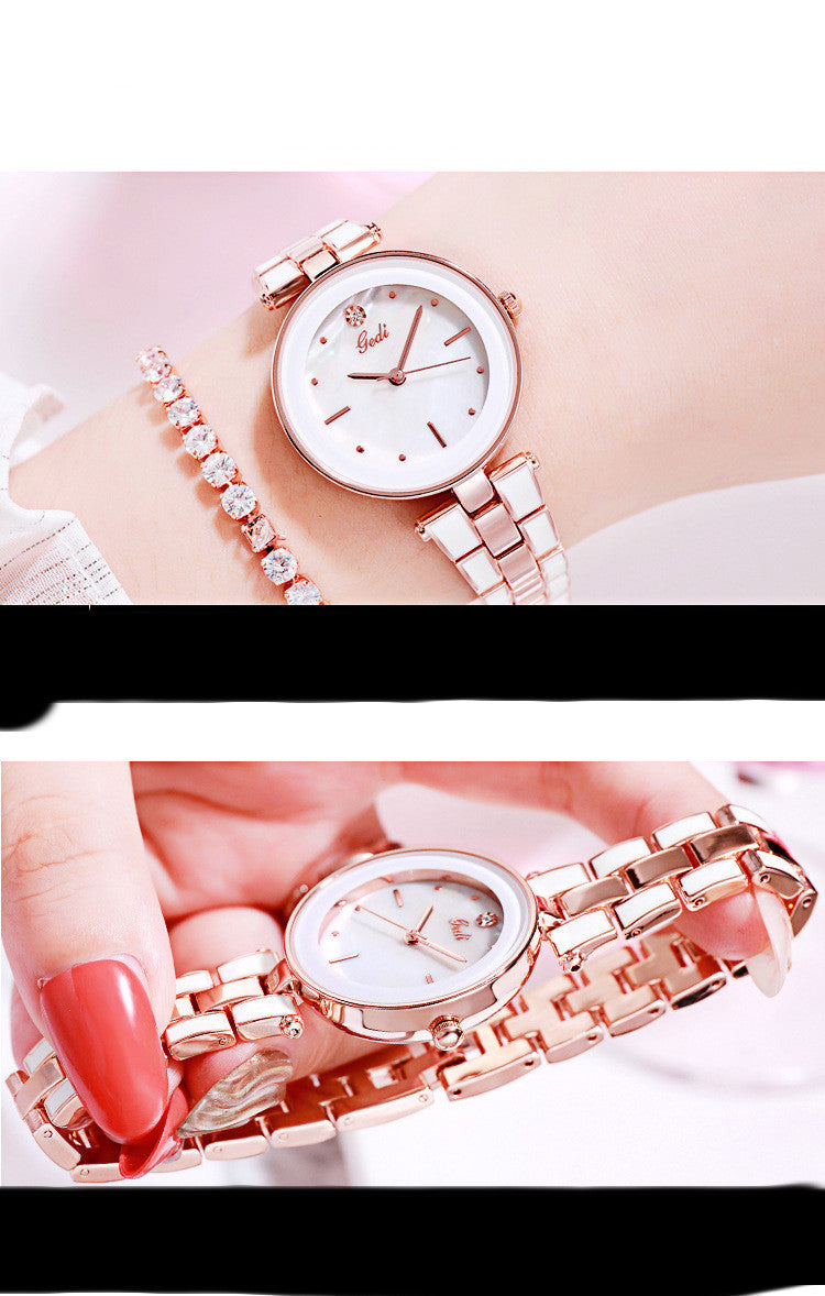 Elegant White Quartz Watch for Students & Fashion-Forward Women