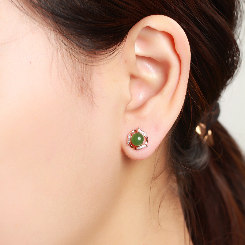 Ethnic Style Rose Gold Jasper Earrings