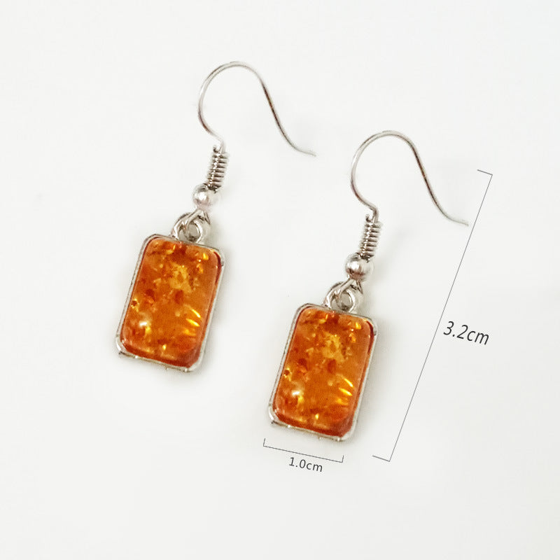 African Style Square Oval Amber Jewelry Set
