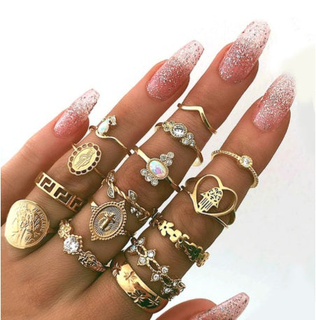 Gold Boho & Vintage Stackable Ring Set