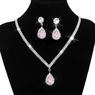 Elegant Tear Drop Crystal Evening Jewelry Set