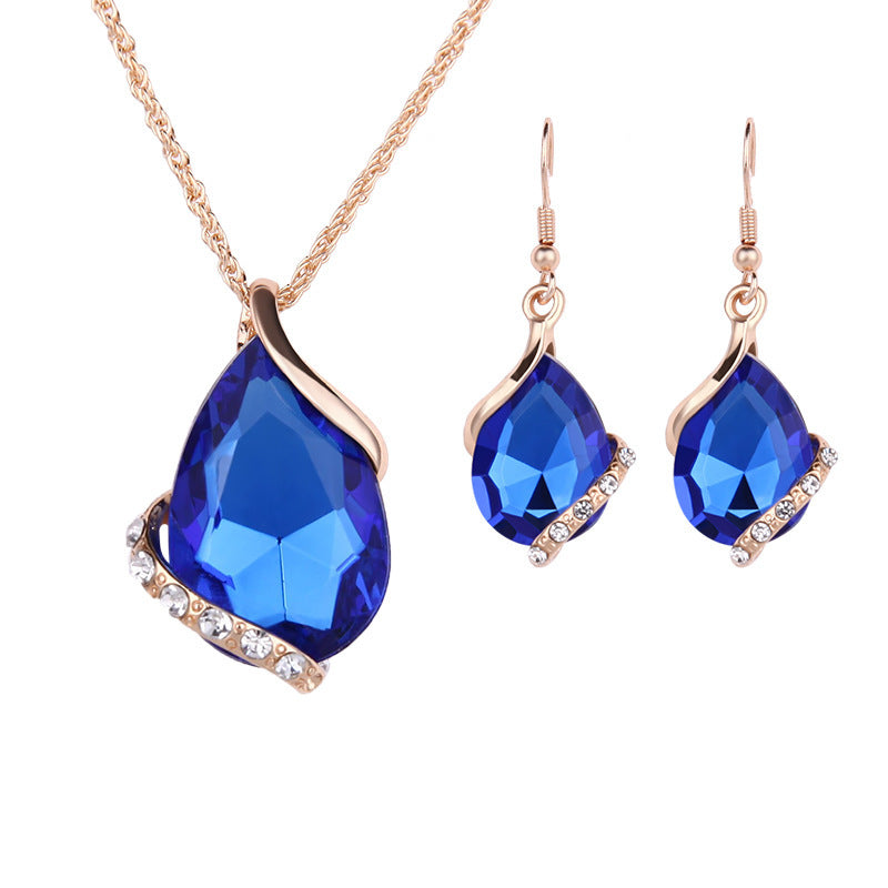 Elegant Water Drop Necklace and Earring Set