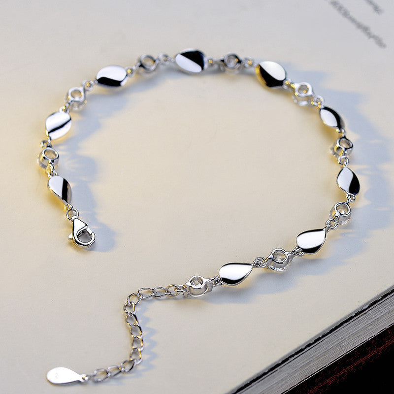 Cubic Zirconia Diamond-Encrusted 925 Sterling Silver Bracelet
