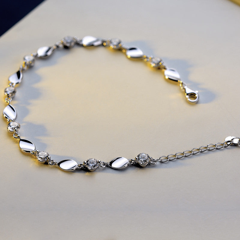 Cubic Zirconia Diamond-Encrusted 925 Sterling Silver Bracelet