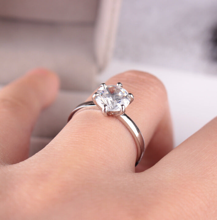 Elegant Six-Prong Zirconia Engagement Ring