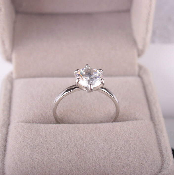 Elegant Six-Prong Zirconia Engagement Ring
