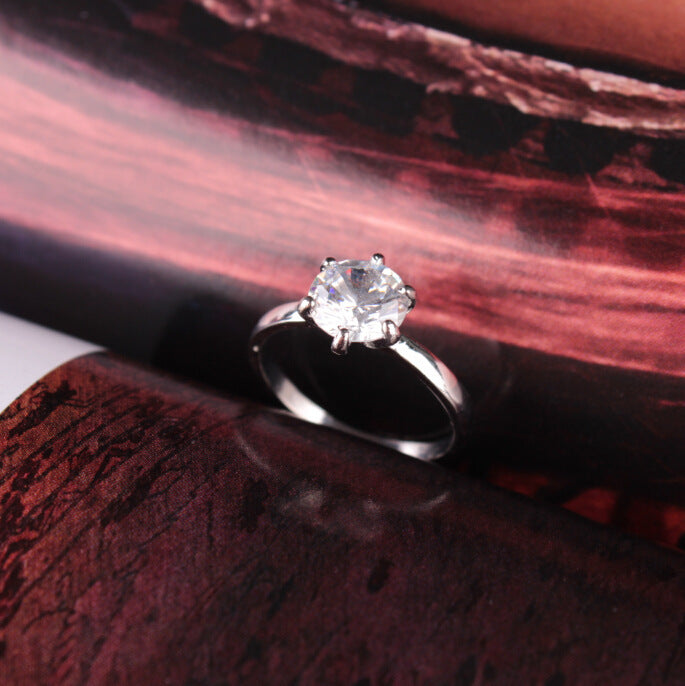 Elegant Six-Prong Zirconia Engagement Ring