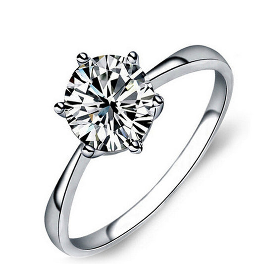Elegant Six-Prong Zirconia Engagement Ring