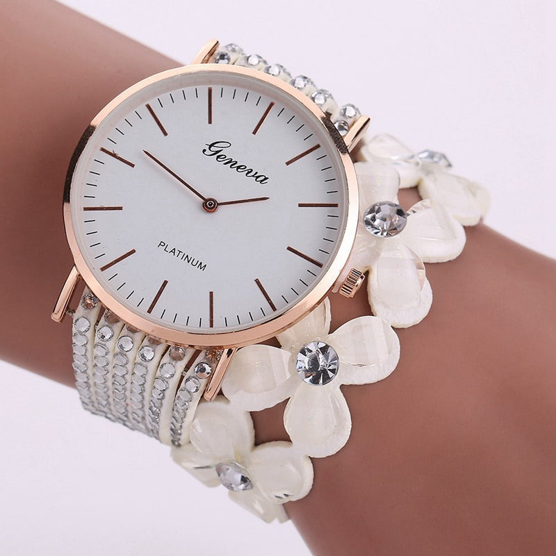 Sparkling Floral Quartz Wristwatch
