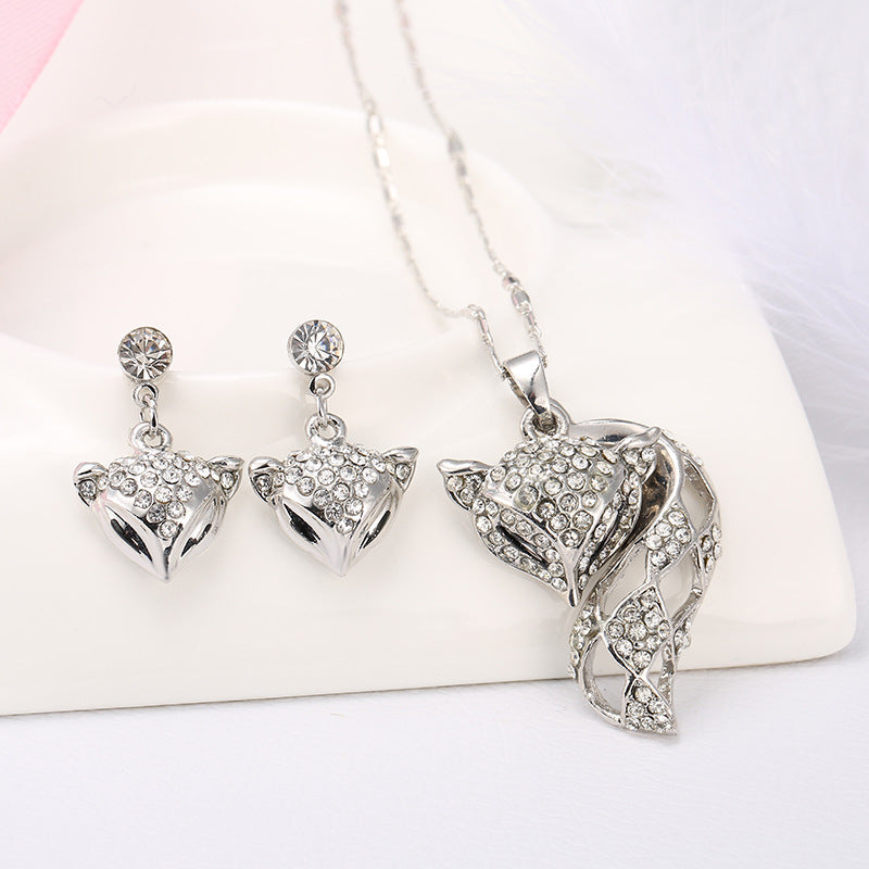 Dazzling Fox Necklace and Earring Set