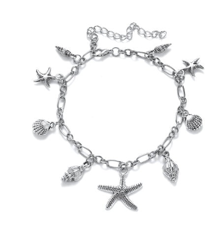 Retro Bohemian Beach Anklet with Ocean Charms