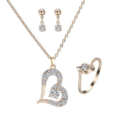 Dazzling Heart Pendant Jewelry Set
