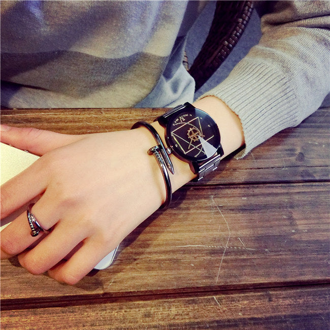 Classic Black Quartz Couple Watch