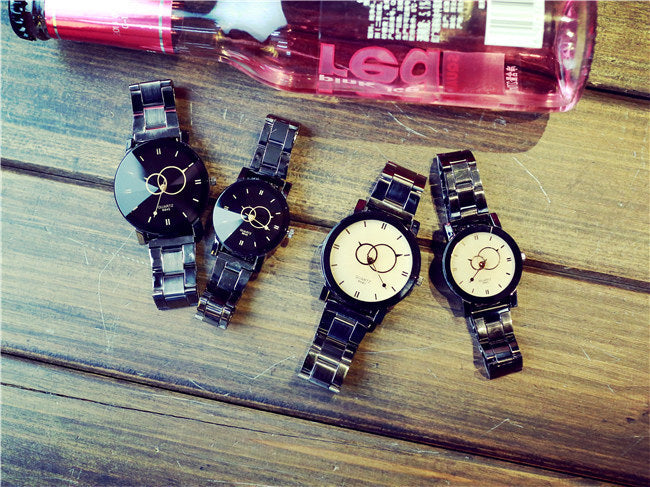 Classic Black Quartz Couple Watch