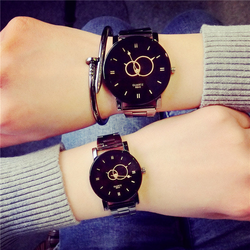 Classic Black Quartz Couple Watch