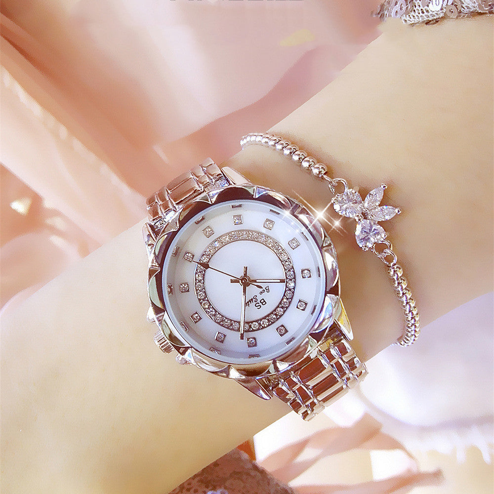 Exquisite Diamond-Accent Waterproof Quartz Watch