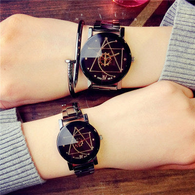 Classic Black Quartz Couple Watch