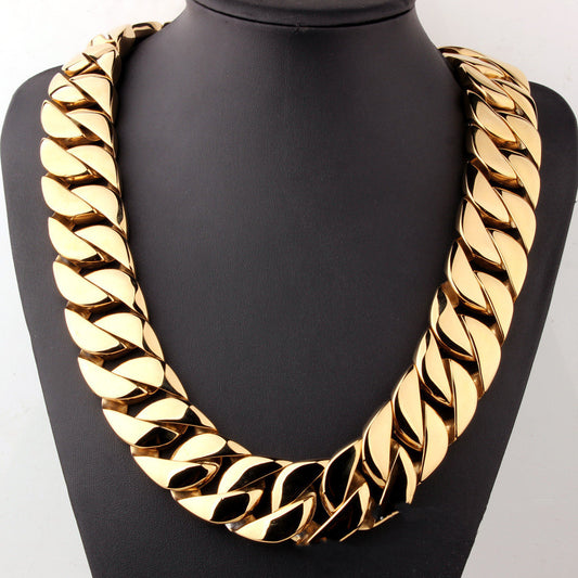 Men's Heavy 18K Gold Plated Cuban Chain Necklace
