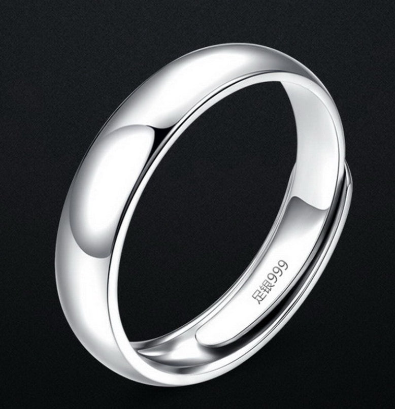 Glossy Simple Men's Silver Ring - Pure S990 Sterling Silver