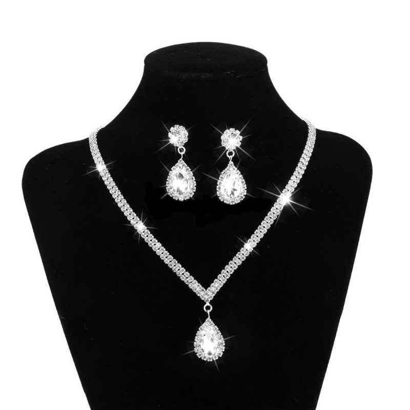 Elegant Tear Drop Crystal Evening Jewelry Set