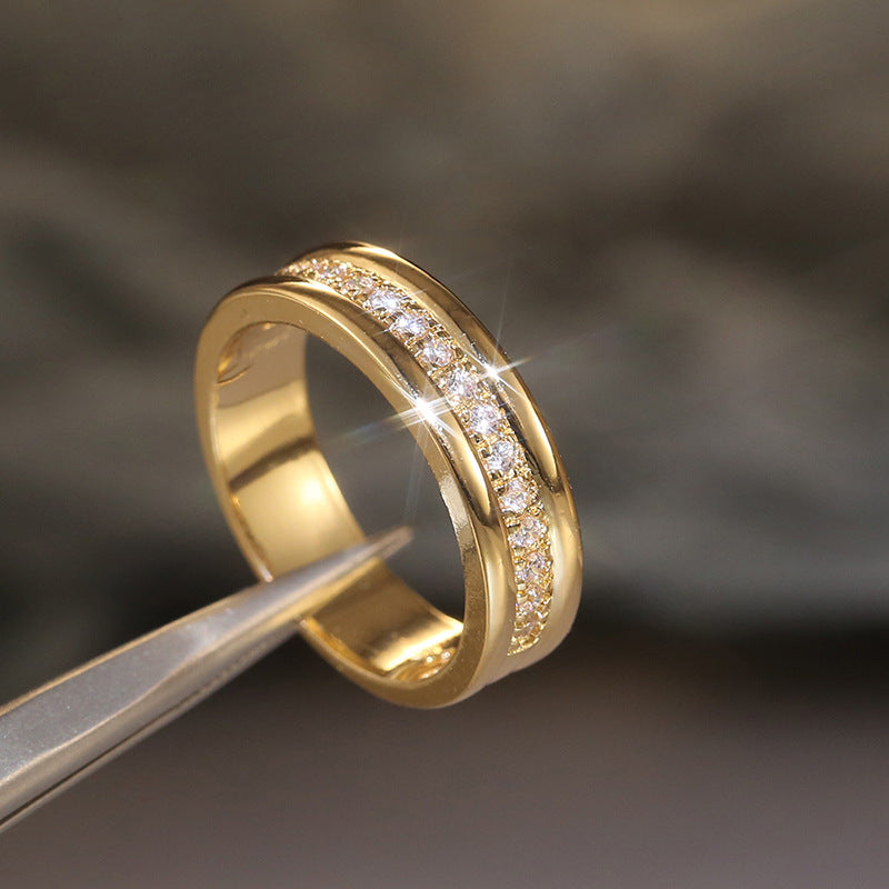 Gold Zircon Inlaid Geometric Fashion Ring