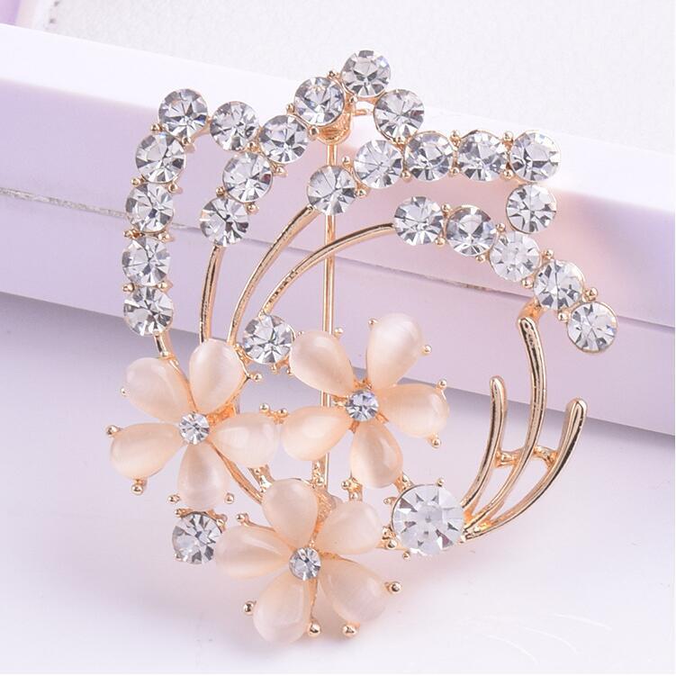 Elegant Opal Flower Corsage Brooch