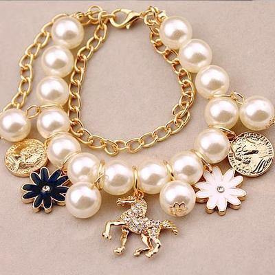 Exquisite Pearl Charm Bracelet