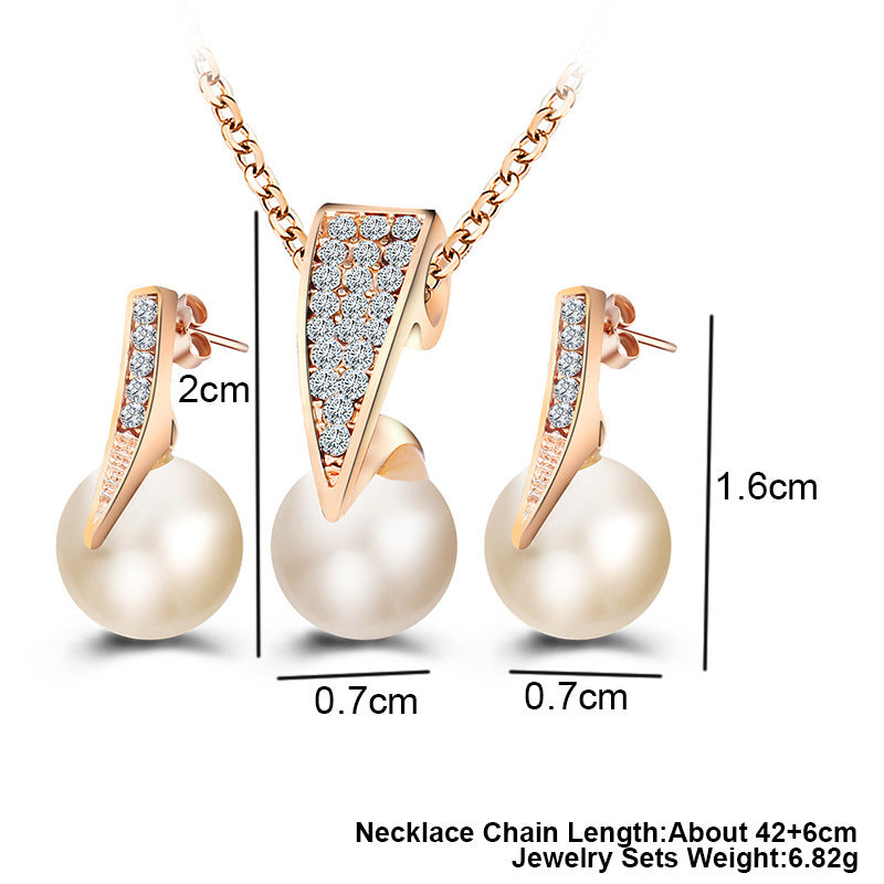 Faux Pearl & Crystal Water Wave Necklace Set