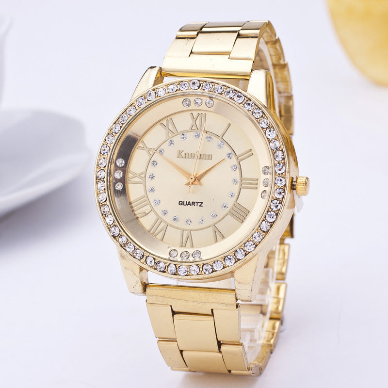 Diamond-Studded Mesh Plate Steel Belt Watch