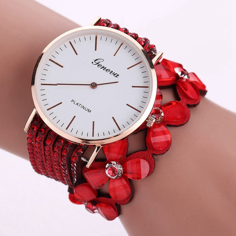 Sparkling Floral Quartz Wristwatch