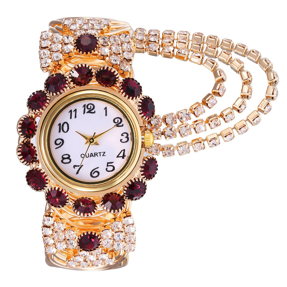 Sparkling Diamond Claw Chain Quartz Watch for Women