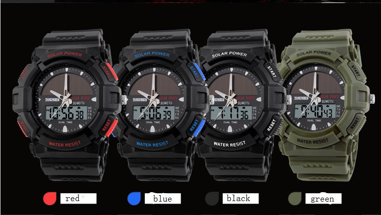 Solar-Powered Double Display Waterproof Outdoor Sports Watch