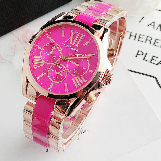 Ladies Fashion Pink Quartz Wrist Watch
