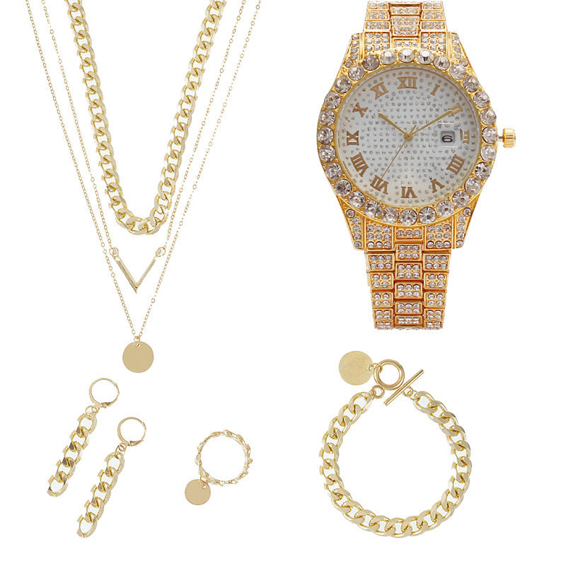 Sophisticated Quartz Watch & Jewelry Set for Her