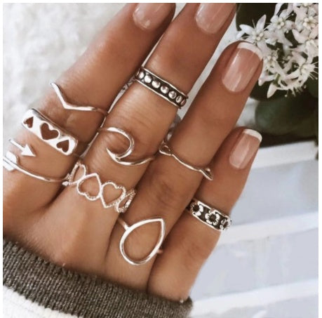 Gold Boho & Vintage Stackable Ring Set