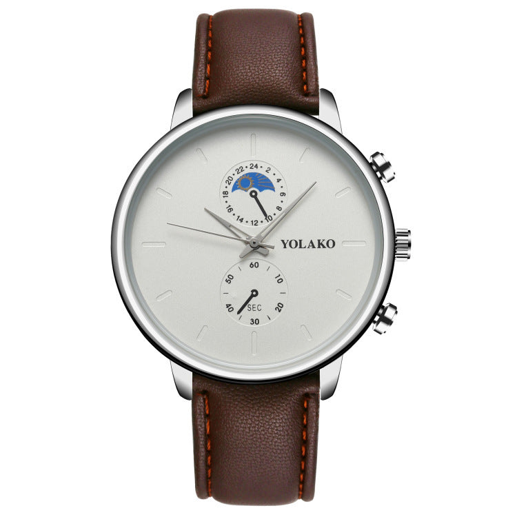 Ultra-thin Quartz Men's Watch with Leatherette Strap