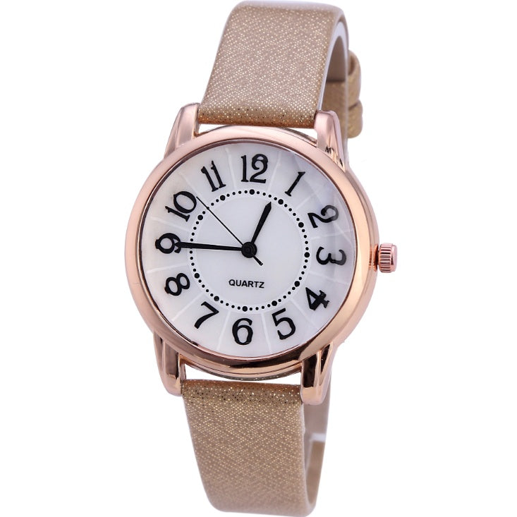 Elegant Casual Leather Strap Quartz Watch