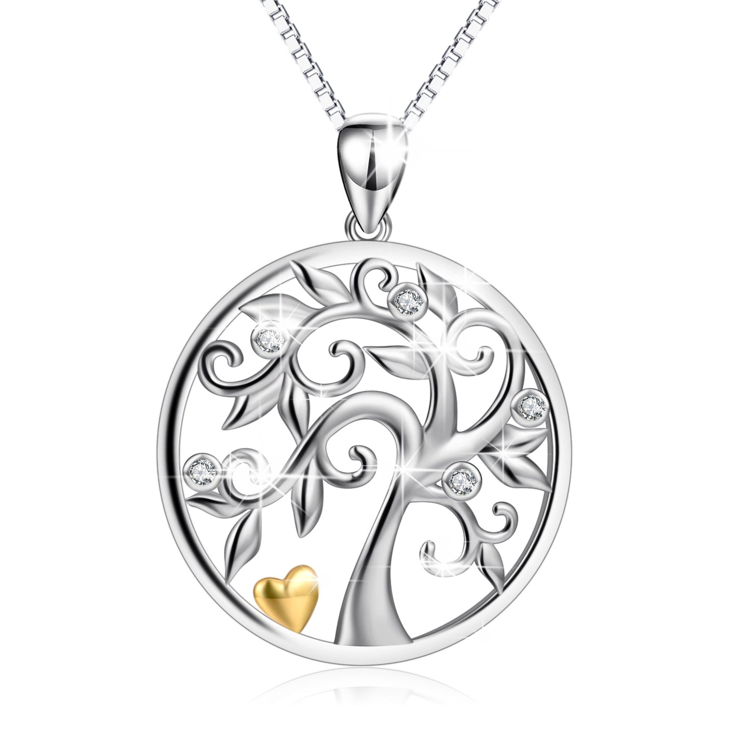 Hollow Out Life Tree Pendant Necklace 925 Sterling Silver Micro Inlaid Zircon