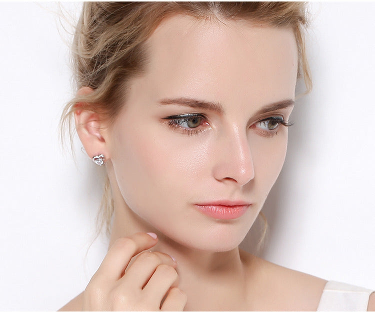 Zircon Heart Stud Earrings