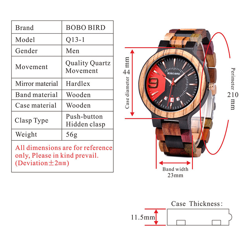 BOBO BIRD Q13 Men's Wooden Wristwatch