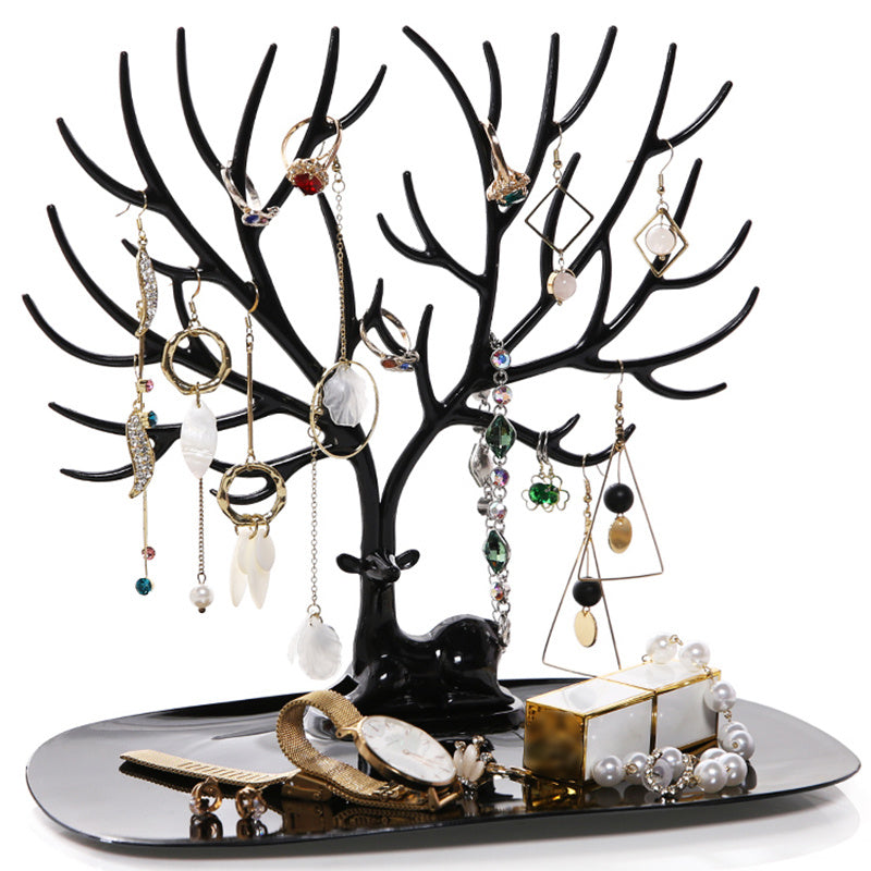 Antler Deer Jewelry Display Stand with Storage